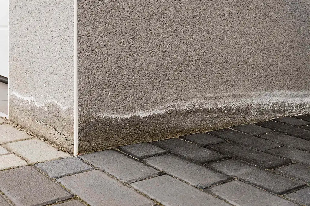 Feuchte Mauern Feuchtigkeits- und Salzmessung an einer feuchten Wand vor der Trockenlegung